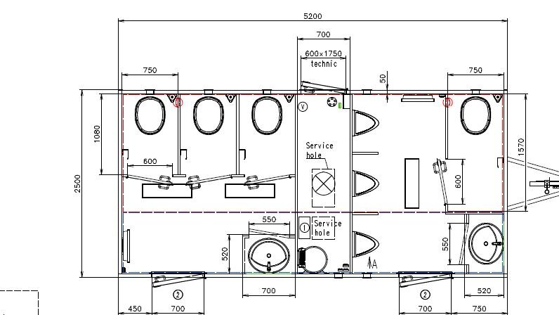 Toalettkabin 3 dame og 1 herre + 3 urinal - Bilde 3