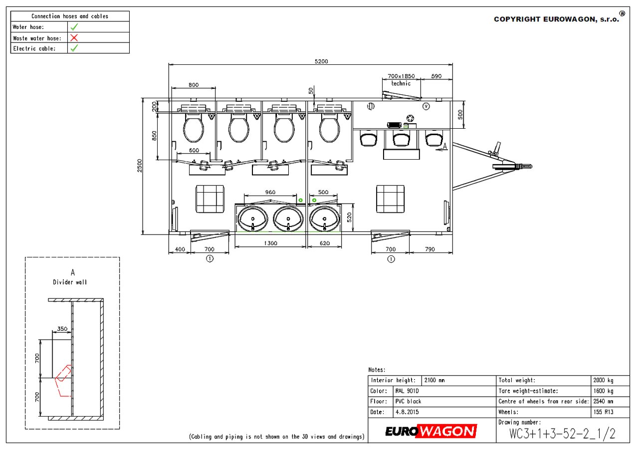 Toalettvogn med herre og dameavdeling